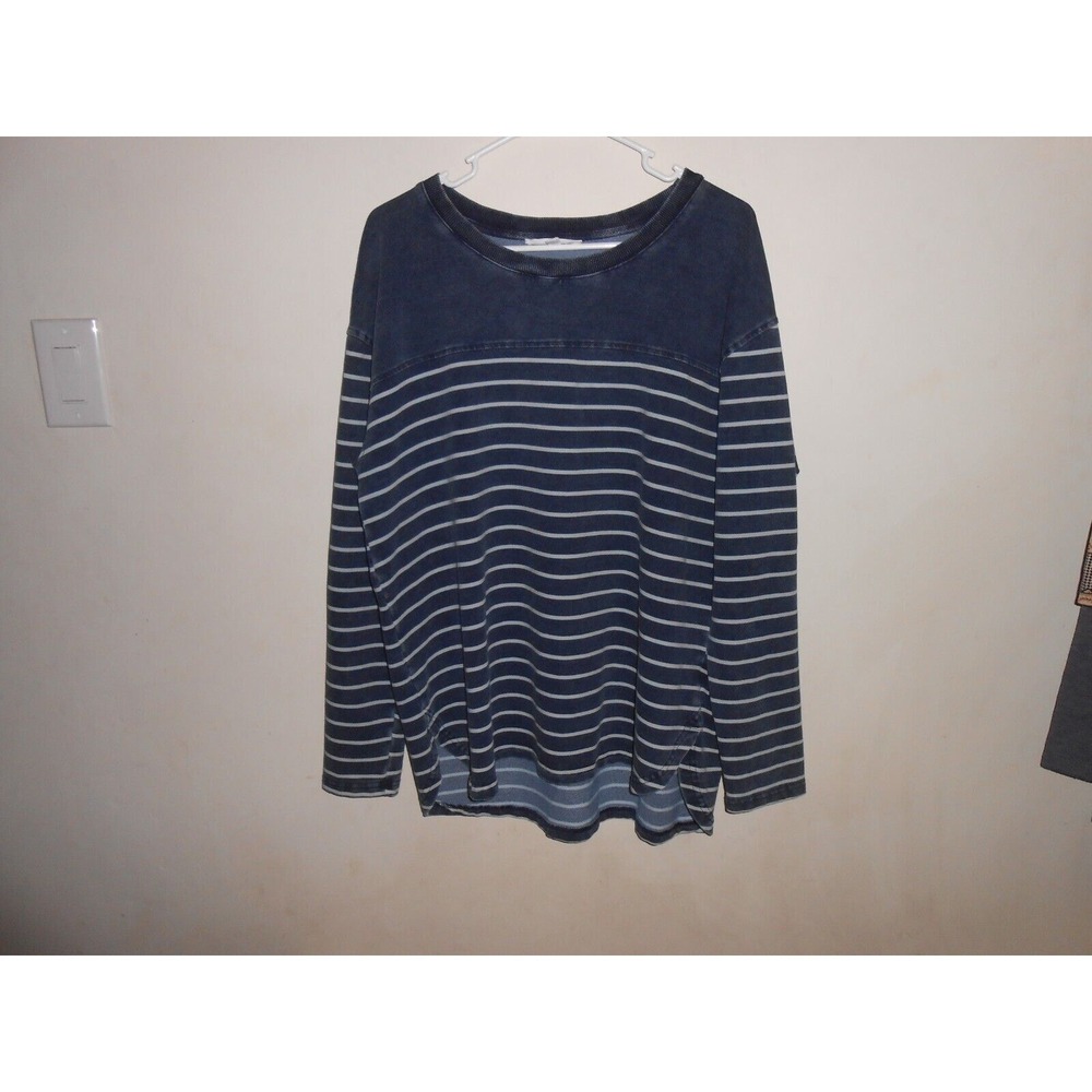 Jane and Delancey Anthropologie Women's Blue Striped Size L Pullover Crewneck